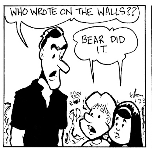 Single Comic Panel "Who Wrote on the Walls"